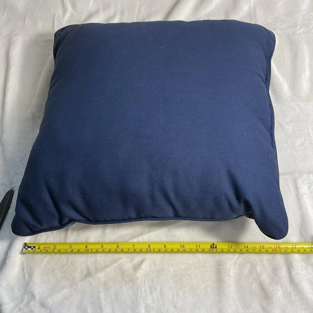 VTG Lighthouse Nautical Flags Pillow Coastal Scene Blue 16